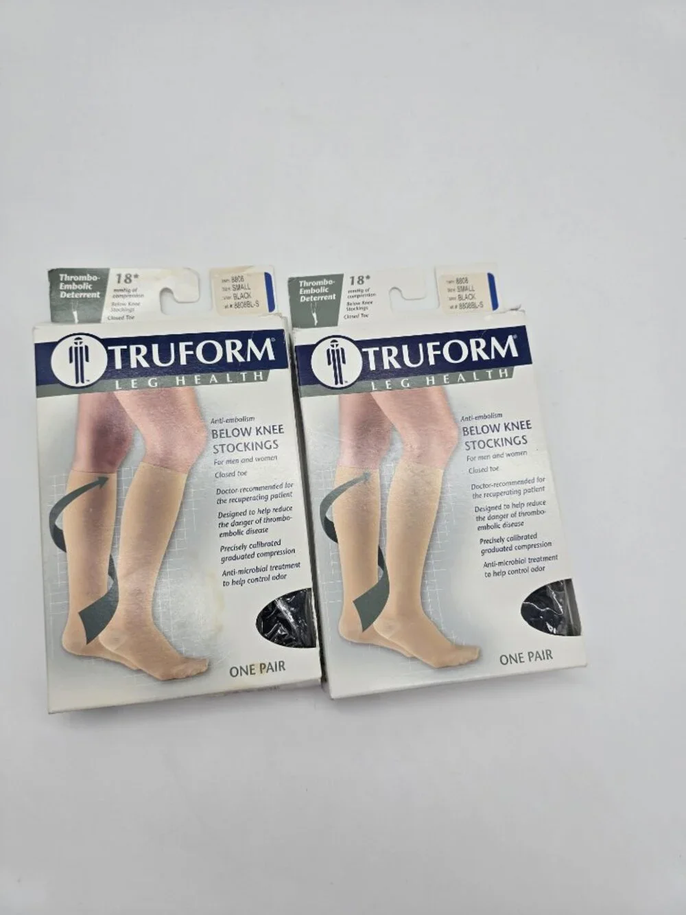 Truform Anti Embolism Compression Stockings Small Black 18mmHg Lot Of 2